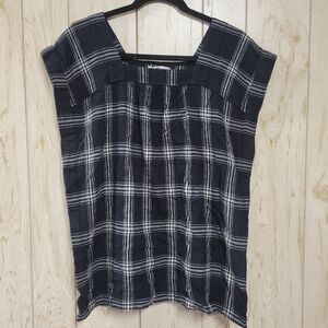 Eliot Black & White Cotton Wool Blend Boxy Blouse